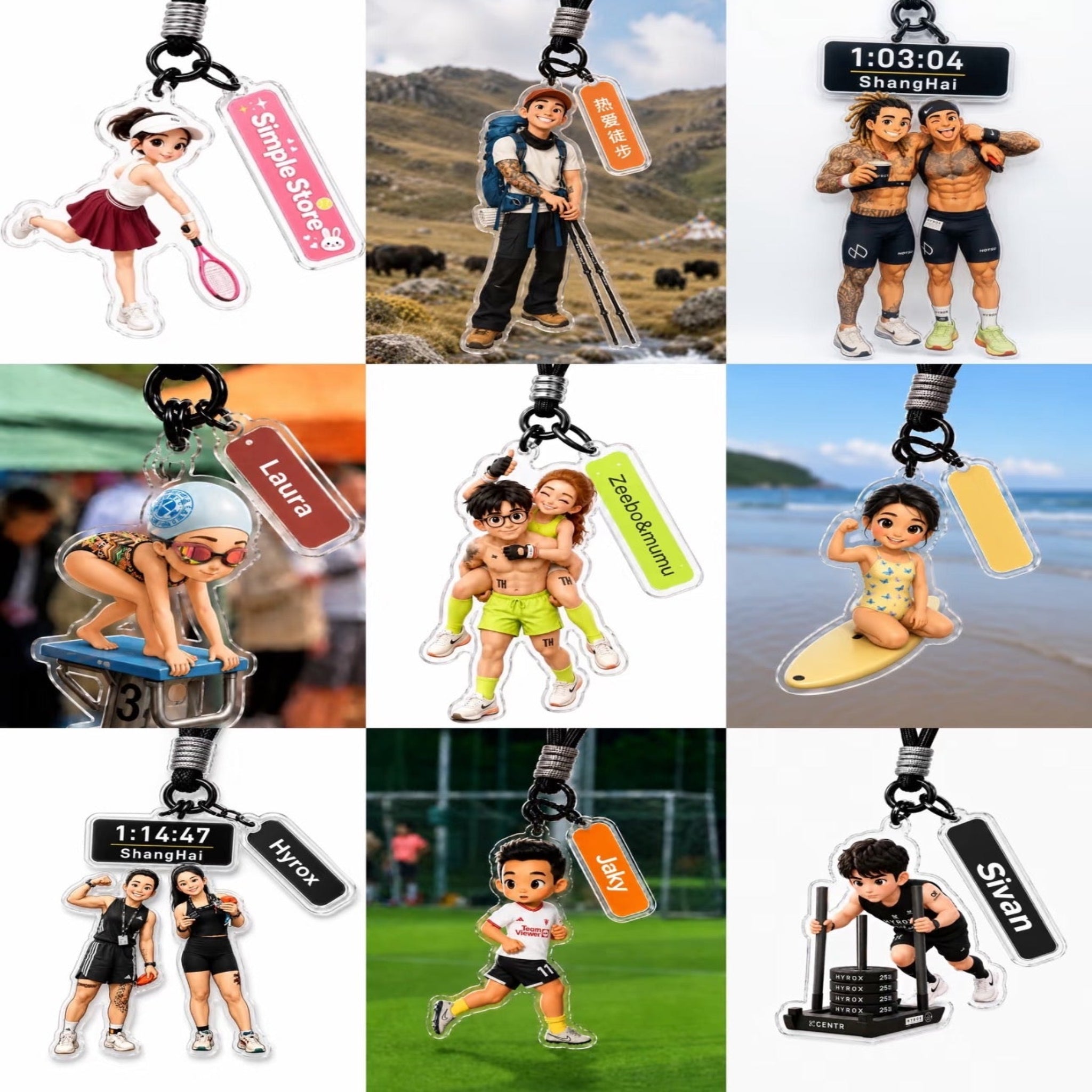 Custom 3D Portrait Charm – Personalized Sports Keychain & Bag Pendant Gift